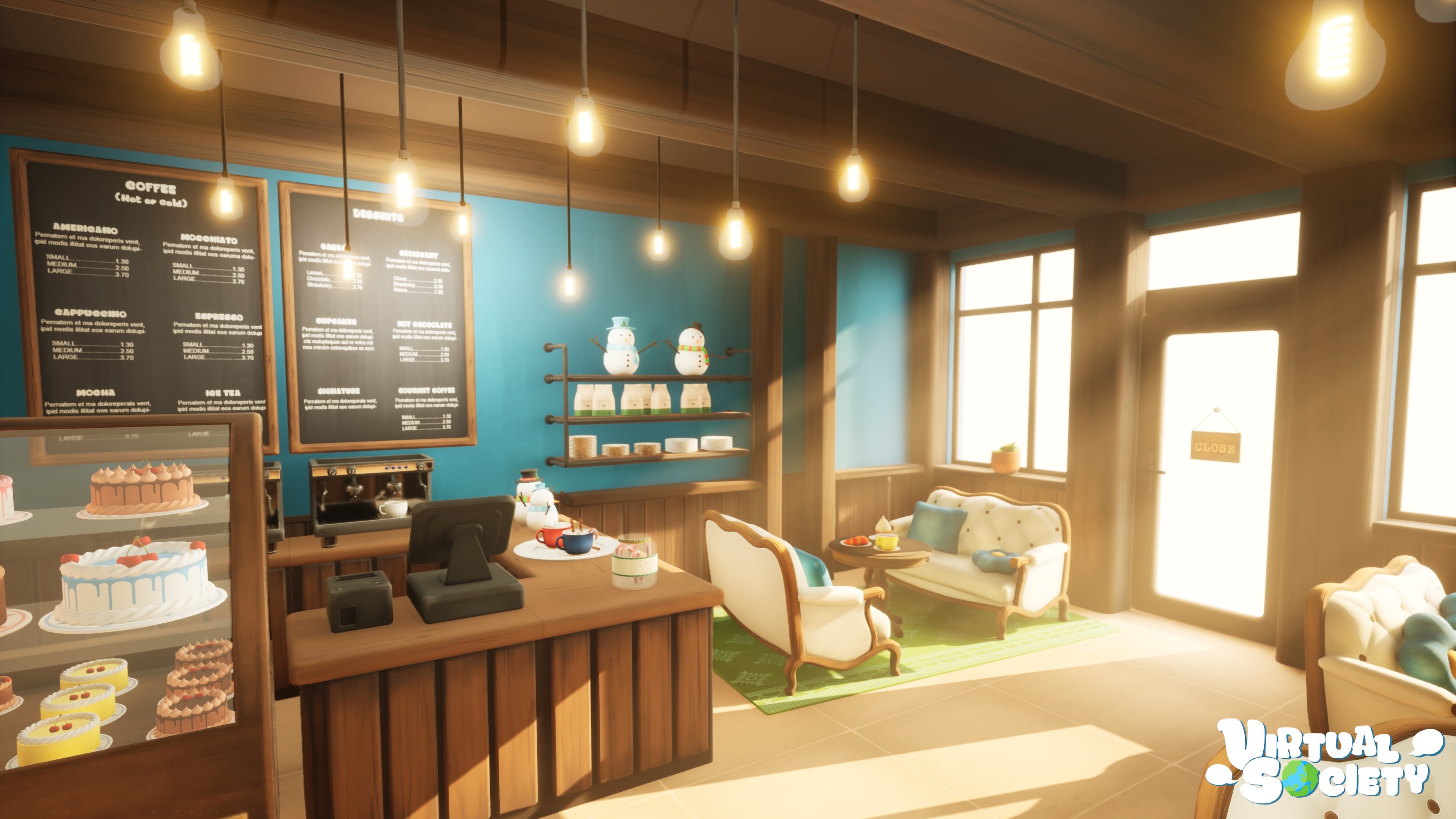 VirtualSociety character creator showing outfits, styles and character identity options.